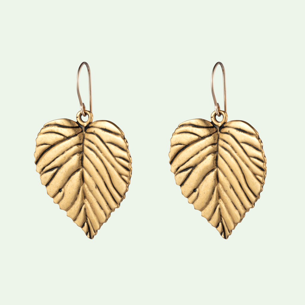 Heart earrings in brass plated in 18kt gold