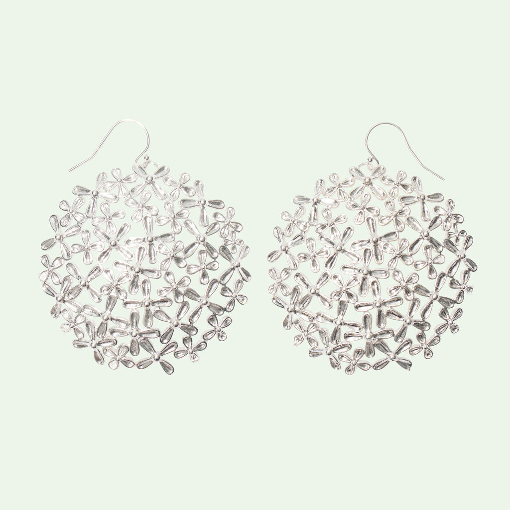 Many Flower earrings in silver by Janet Mavec 