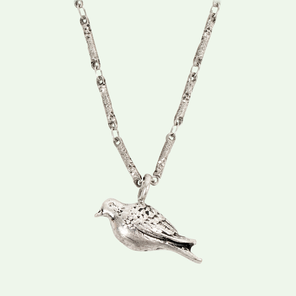 Peace Dove Medium Silver Necklace