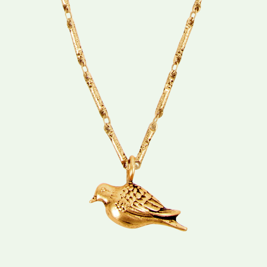 Peace Dove Medium Gold Necklace