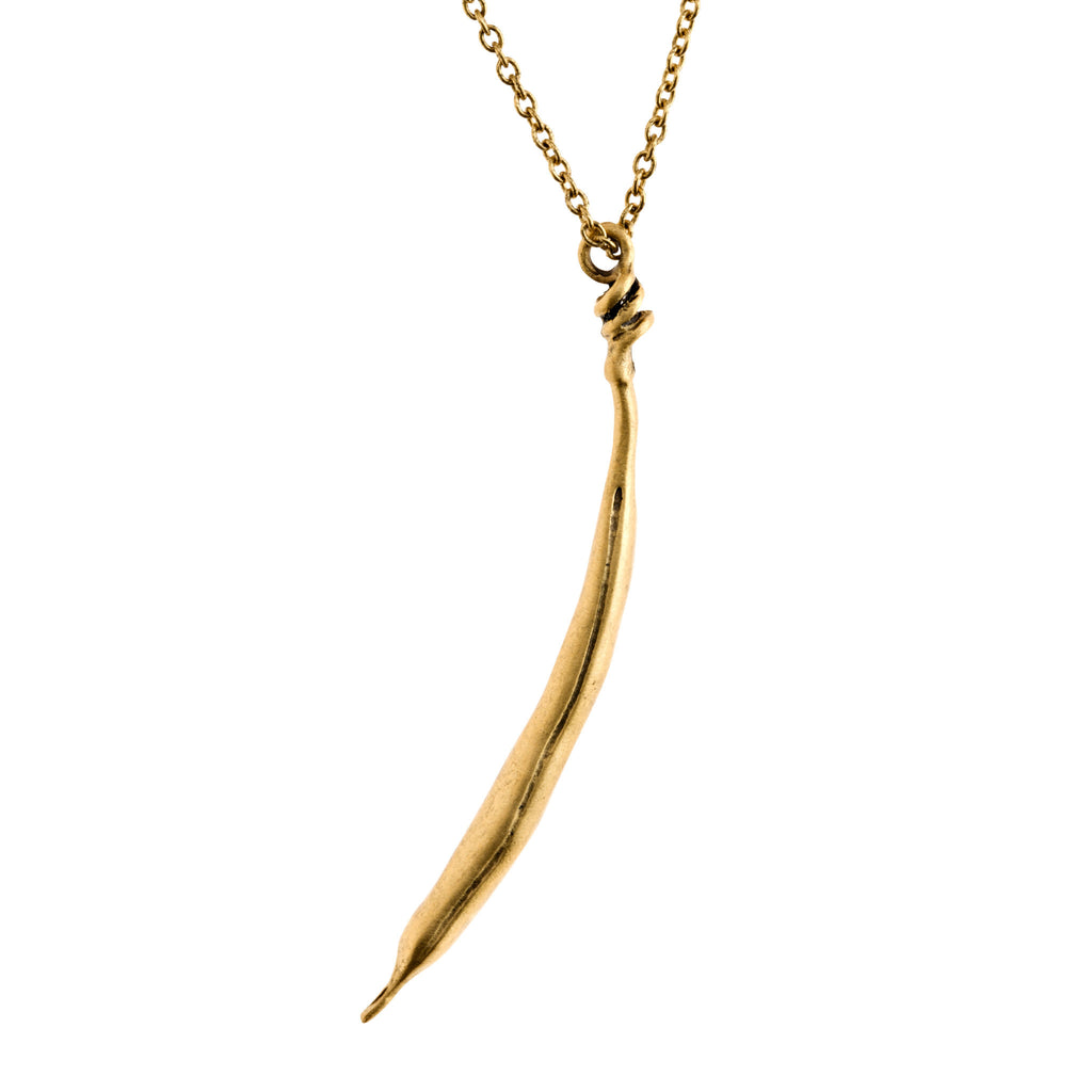 18kt gold plated brass large bean necklace