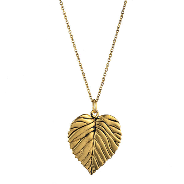 gold heart leaf necklace