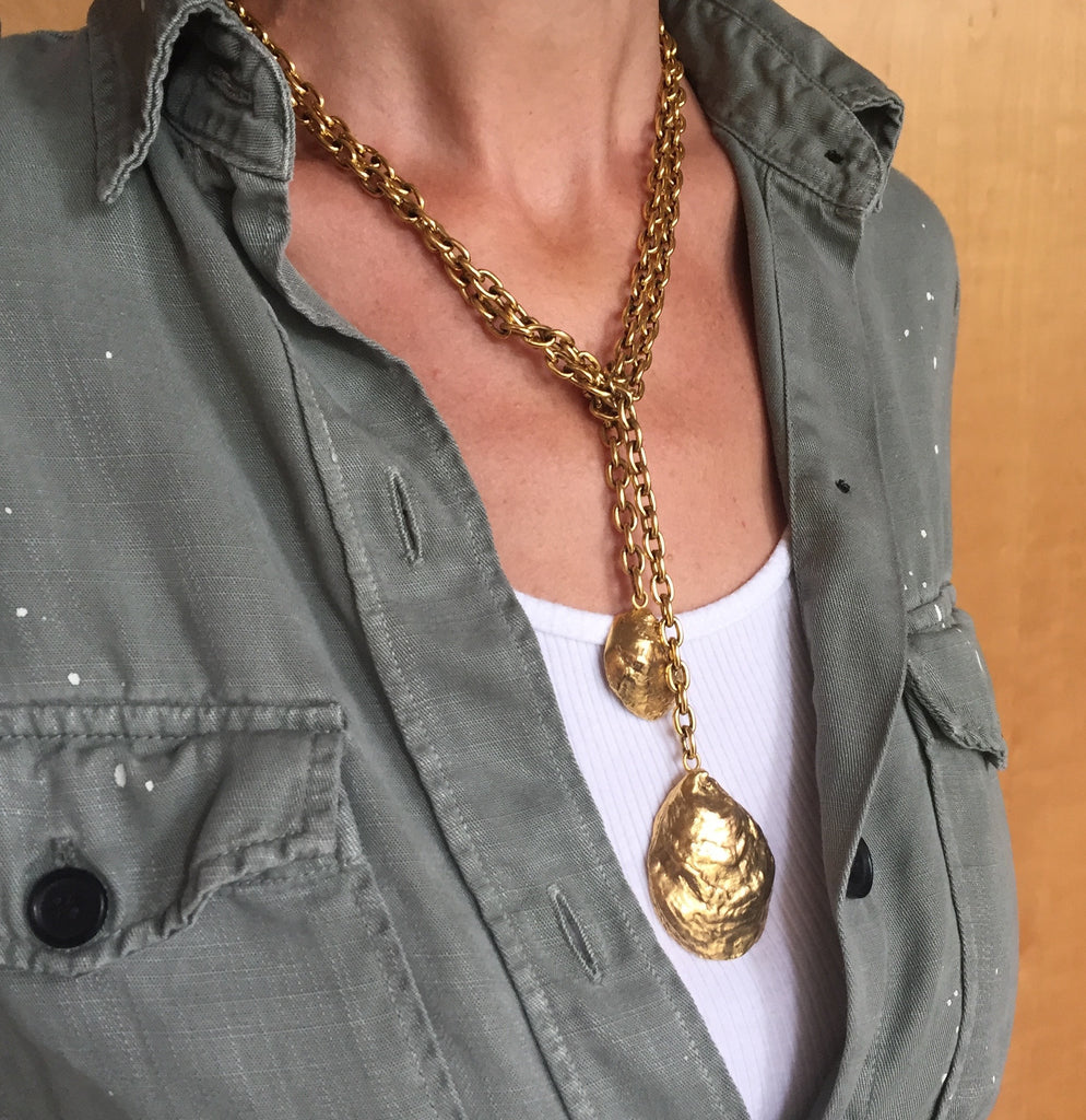 Gold Oyster Shell Necklace