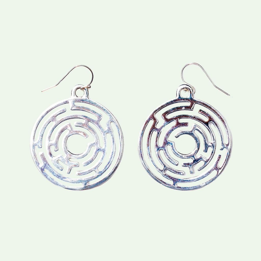 medium labyrinth earrings silver