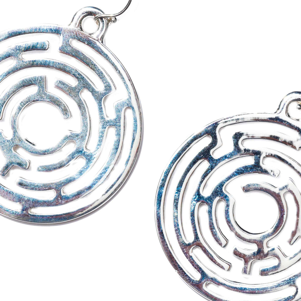 silver labyrinth earrings