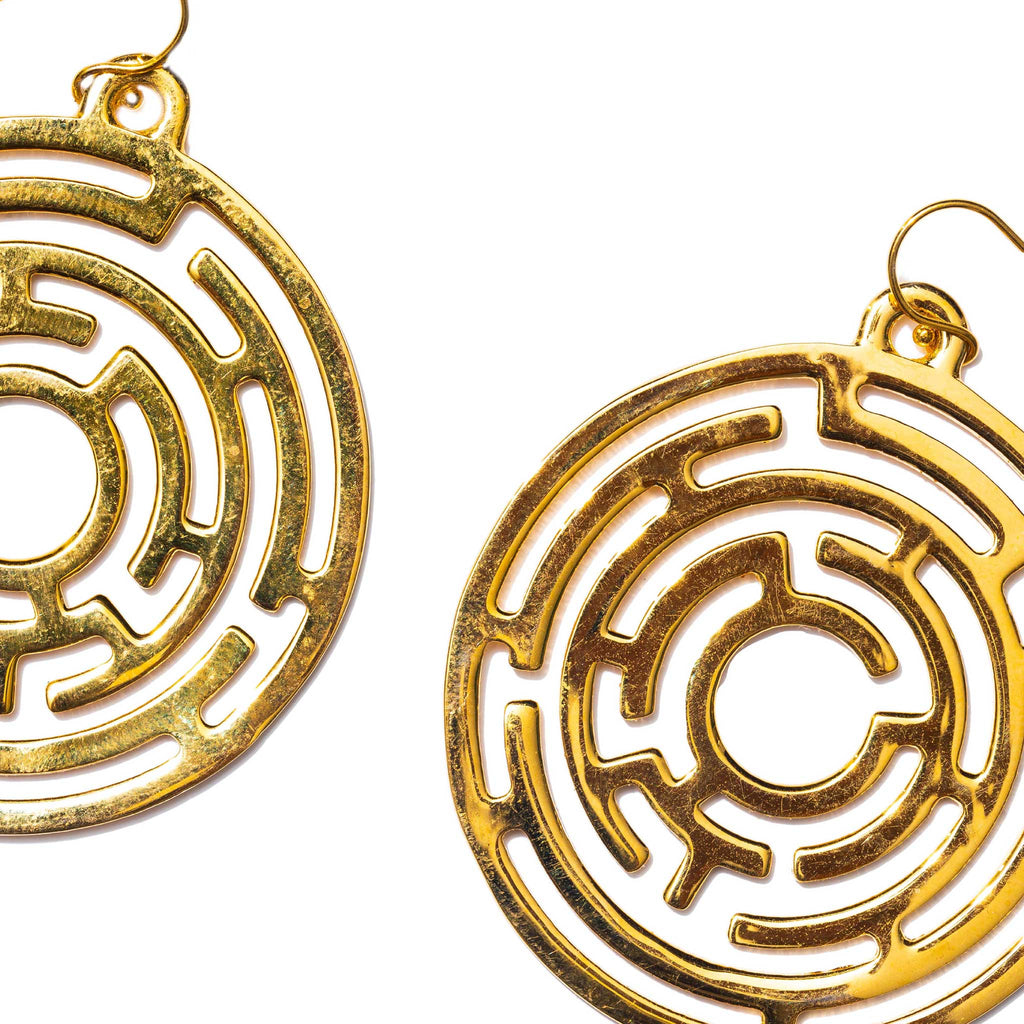 Labyrinth Large Gold Earrings