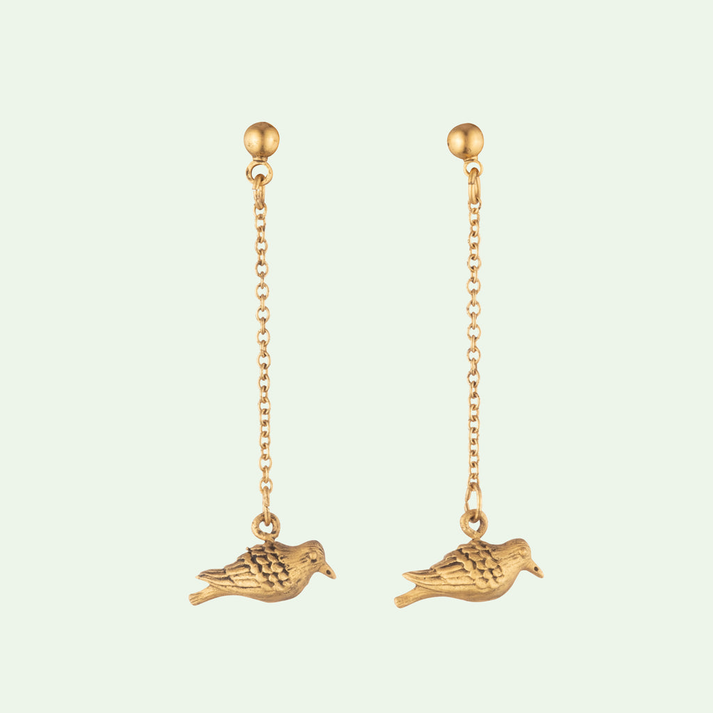 peace dove earrings gold plated brass