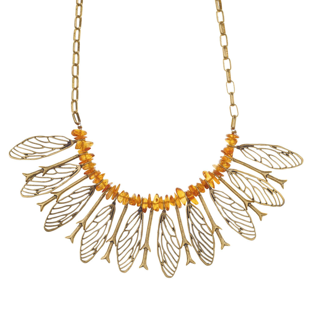 Cicada wing amber necklace Janet Mavec