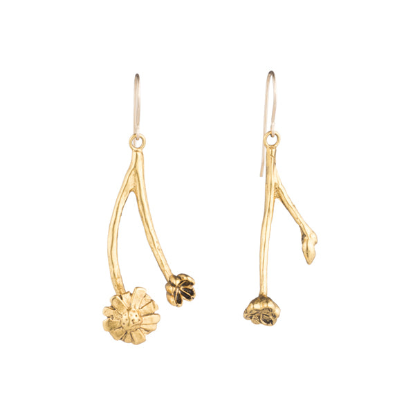 18 kt gold plated brass flower earrings