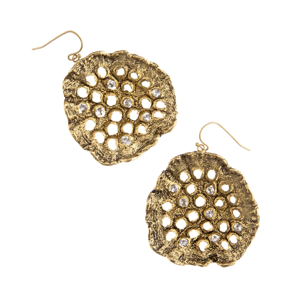Lotus Pod Earrings Brass and gold plated