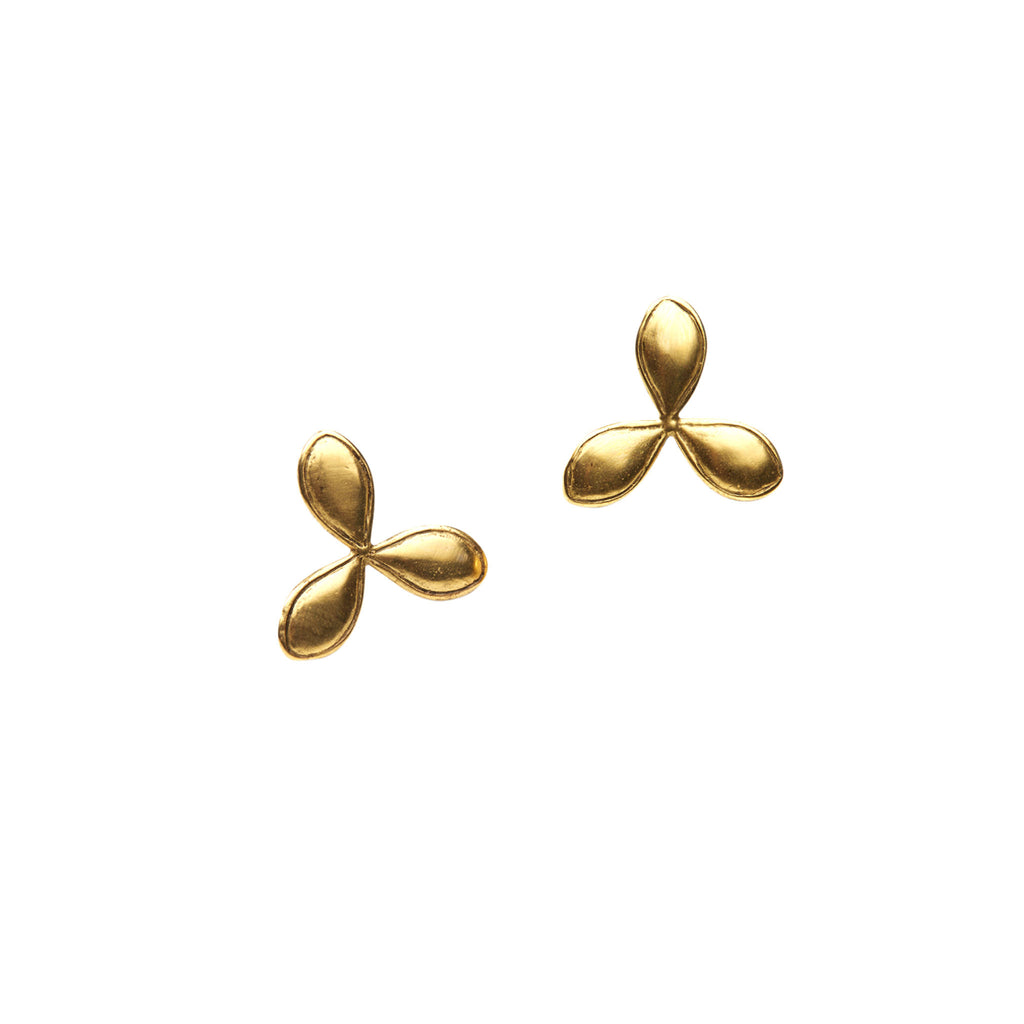 Triple Seed Pod Earrings in Gold