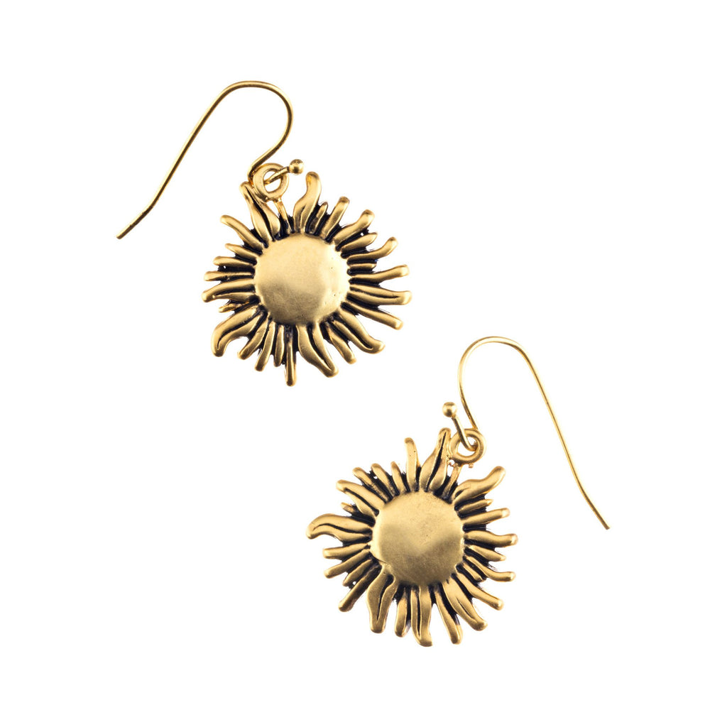 sunflower earrings brass gold
