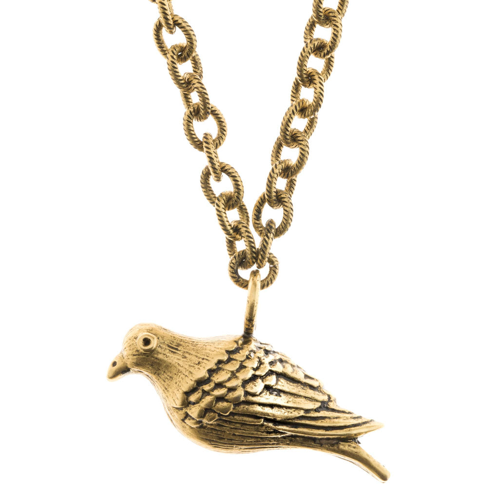Large Peace dove pendant and chain necklace