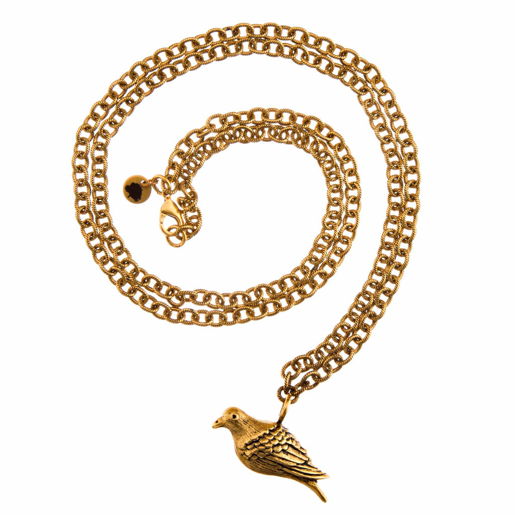Peace  Dove Large Gold Necklace